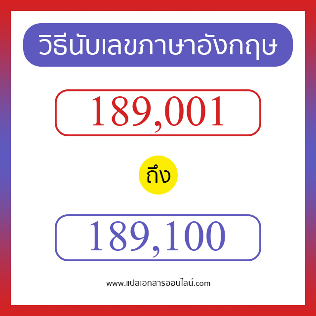 วิธีนับตัวเลขภาษาอังกฤษ 189001 ถึง 189100 เอาไว้คุยกับชาวต่างชาติ