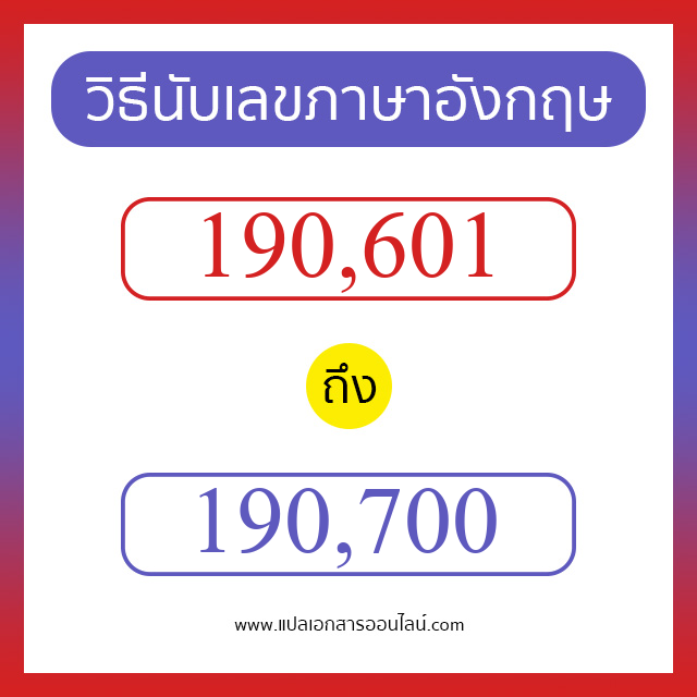 วิธีนับตัวเลขภาษาอังกฤษ 190601 ถึง 190700 เอาไว้คุยกับชาวต่างชาติ