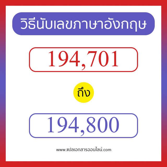 วิธีนับตัวเลขภาษาอังกฤษ 194701 ถึง 194800 เอาไว้คุยกับชาวต่างชาติ