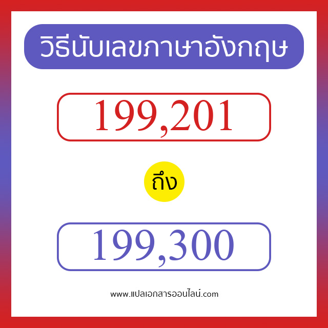 วิธีนับตัวเลขภาษาอังกฤษ 199201 ถึง 199300 เอาไว้คุยกับชาวต่างชาติ