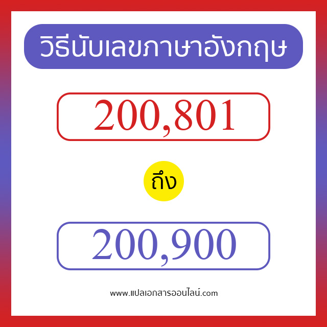 วิธีนับตัวเลขภาษาอังกฤษ 200801 ถึง 200900 เอาไว้คุยกับชาวต่างชาติ