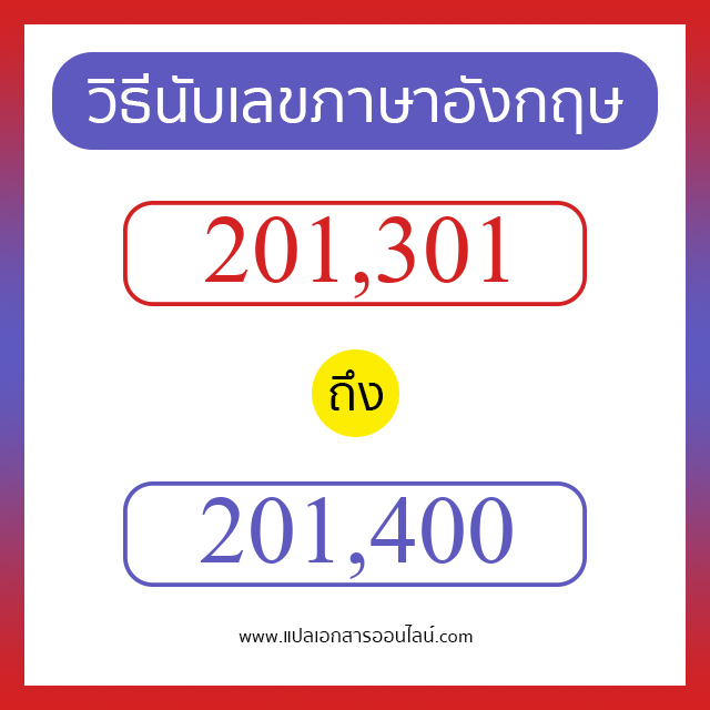 วิธีนับตัวเลขภาษาอังกฤษ 201301 ถึง 201400 เอาไว้คุยกับชาวต่างชาติ