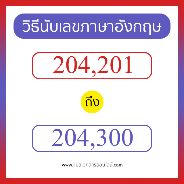 วิธีนับตัวเลขภาษาอังกฤษ 204201 ถึง 204300 เอาไว้คุยกับชาวต่างชาติ