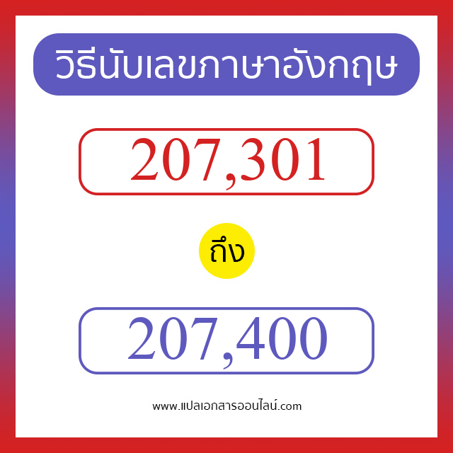 วิธีนับตัวเลขภาษาอังกฤษ 207301 ถึง 207400 เอาไว้คุยกับชาวต่างชาติ