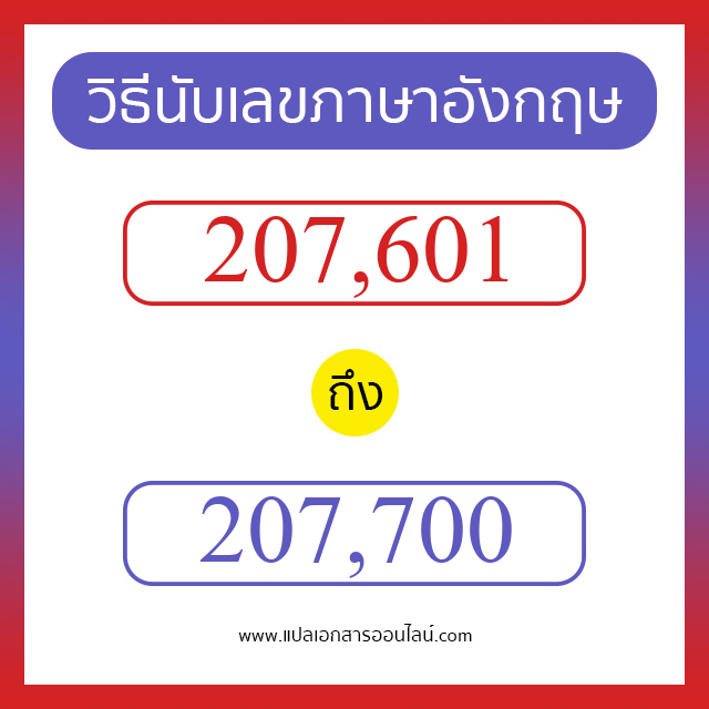 วิธีนับตัวเลขภาษาอังกฤษ 207601 ถึง 207700 เอาไว้คุยกับชาวต่างชาติ