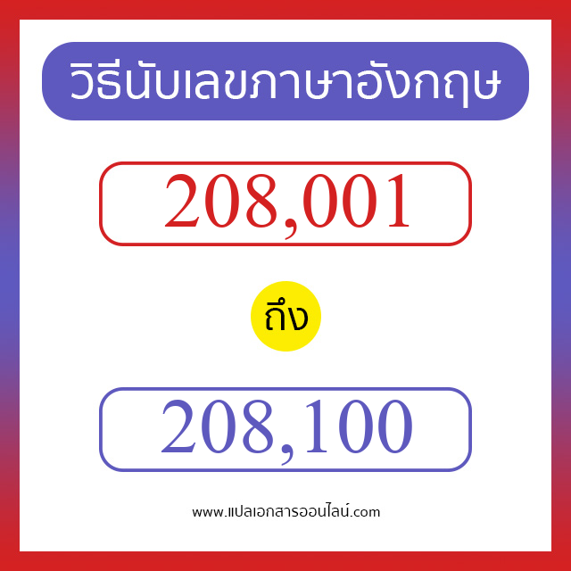 วิธีนับตัวเลขภาษาอังกฤษ 208001 ถึง 208100 เอาไว้คุยกับชาวต่างชาติ