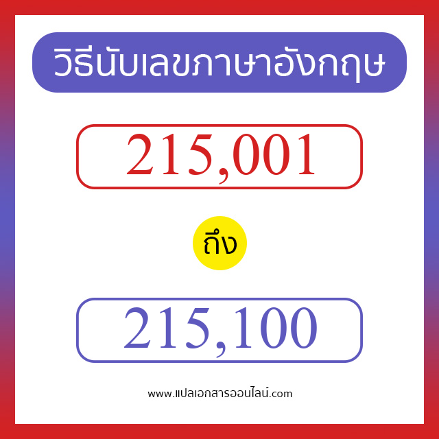 วิธีนับตัวเลขภาษาอังกฤษ 215001 ถึง 215100 เอาไว้คุยกับชาวต่างชาติ