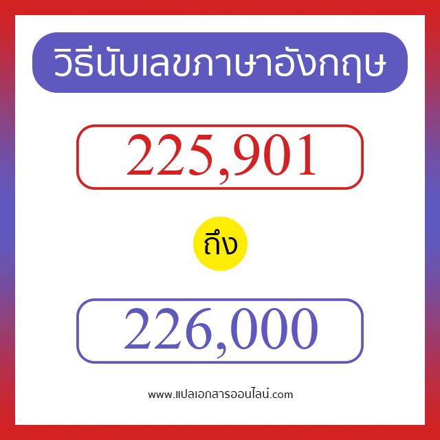 วิธีนับตัวเลขภาษาอังกฤษ 225901 ถึง 226000 เอาไว้คุยกับชาวต่างชาติ