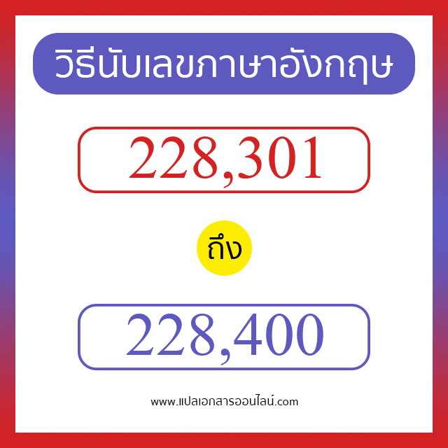 วิธีนับตัวเลขภาษาอังกฤษ 228301 ถึง 228400 เอาไว้คุยกับชาวต่างชาติ