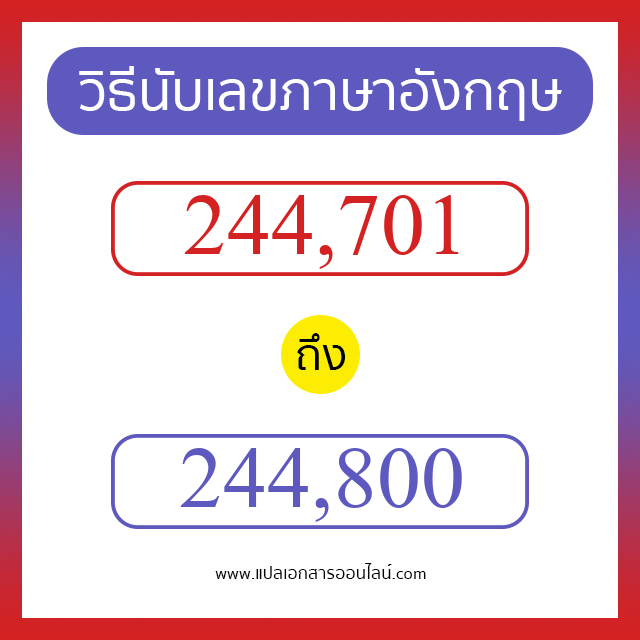 วิธีนับตัวเลขภาษาอังกฤษ 244701 ถึง 244800 เอาไว้คุยกับชาวต่างชาติ