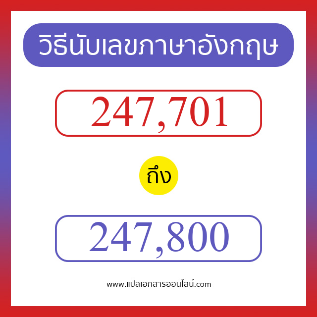 วิธีนับตัวเลขภาษาอังกฤษ 247701 ถึง 247800 เอาไว้คุยกับชาวต่างชาติ