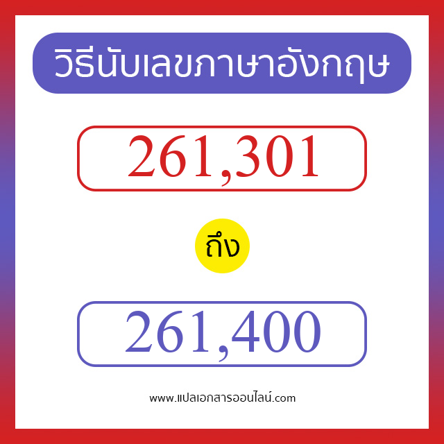 วิธีนับตัวเลขภาษาอังกฤษ 261301 ถึง 261400 เอาไว้คุยกับชาวต่างชาติ