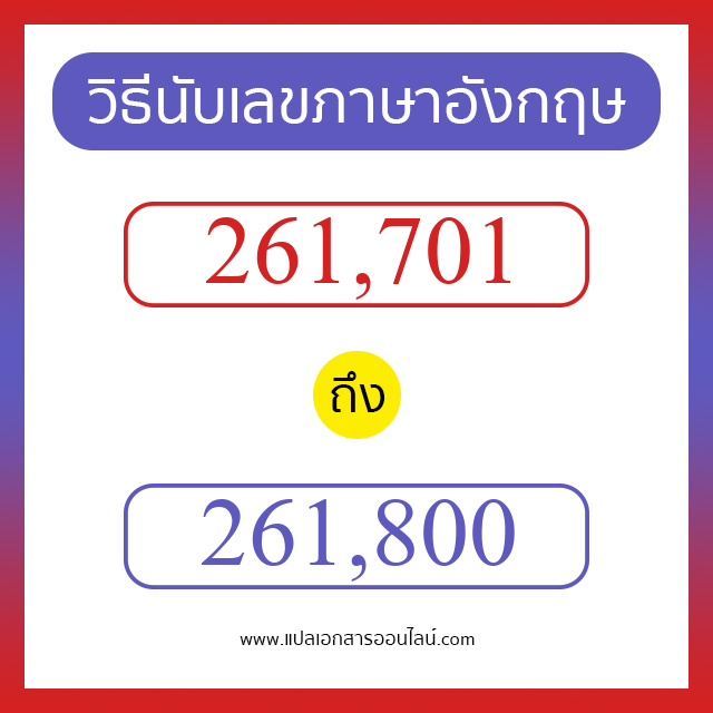 วิธีนับตัวเลขภาษาอังกฤษ 261701 ถึง 261800 เอาไว้คุยกับชาวต่างชาติ