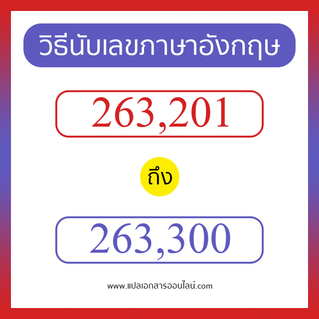 วิธีนับตัวเลขภาษาอังกฤษ 263201 ถึง 263300 เอาไว้คุยกับชาวต่างชาติ