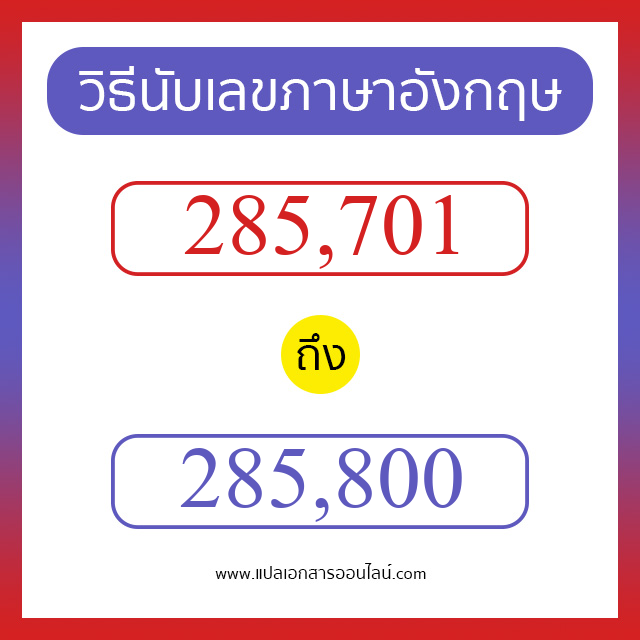 วิธีนับตัวเลขภาษาอังกฤษ 285701 ถึง 285800 เอาไว้คุยกับชาวต่างชาติ