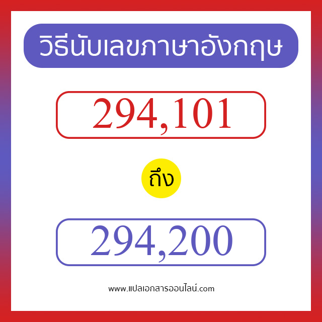 วิธีนับตัวเลขภาษาอังกฤษ 294101 ถึง 294200 เอาไว้คุยกับชาวต่างชาติ