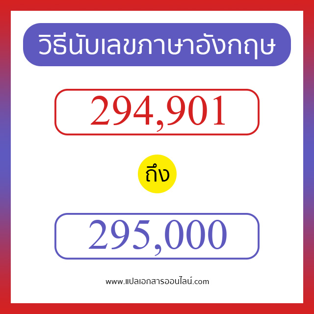 วิธีนับตัวเลขภาษาอังกฤษ 294901 ถึง 295000 เอาไว้คุยกับชาวต่างชาติ