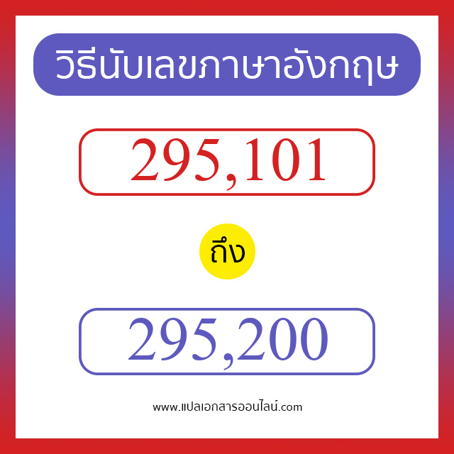 วิธีนับตัวเลขภาษาอังกฤษ 295101 ถึง 295200 เอาไว้คุยกับชาวต่างชาติ