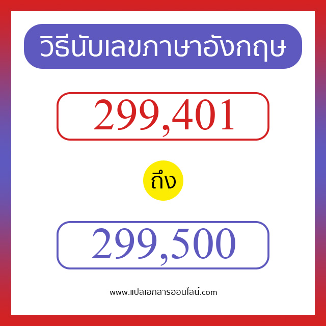 วิธีนับตัวเลขภาษาอังกฤษ 299401 ถึง 299500 เอาไว้คุยกับชาวต่างชาติ