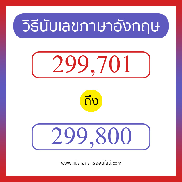 วิธีนับตัวเลขภาษาอังกฤษ 299701 ถึง 299800 เอาไว้คุยกับชาวต่างชาติ