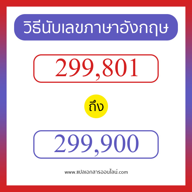 วิธีนับตัวเลขภาษาอังกฤษ 299801 ถึง 299900 เอาไว้คุยกับชาวต่างชาติ