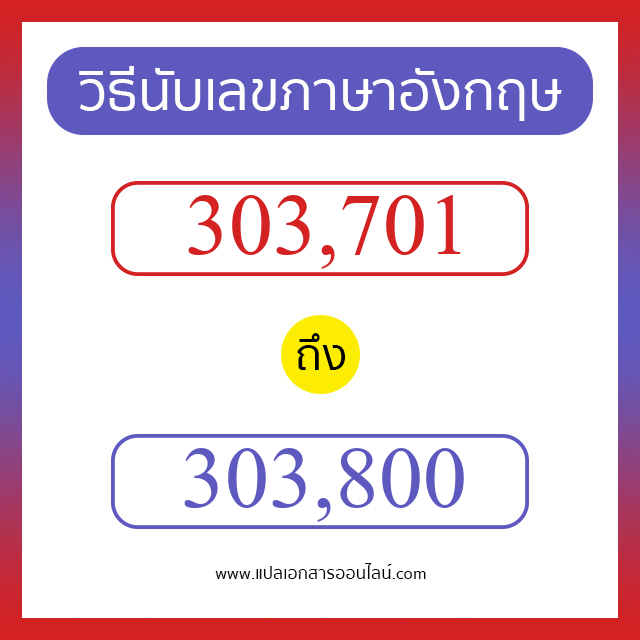 วิธีนับตัวเลขภาษาอังกฤษ 303701 ถึง 303800 เอาไว้คุยกับชาวต่างชาติ