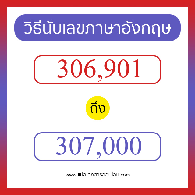 วิธีนับตัวเลขภาษาอังกฤษ 306901 ถึง 307000 เอาไว้คุยกับชาวต่างชาติ