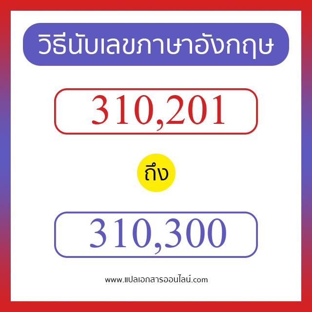 วิธีนับตัวเลขภาษาอังกฤษ 310201 ถึง 310300 เอาไว้คุยกับชาวต่างชาติ