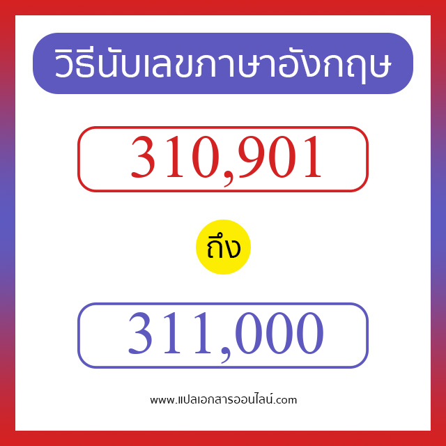 วิธีนับตัวเลขภาษาอังกฤษ 310901 ถึง 311000 เอาไว้คุยกับชาวต่างชาติ