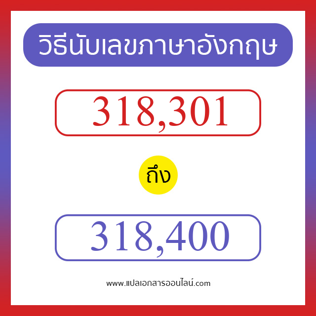 วิธีนับตัวเลขภาษาอังกฤษ 318301 ถึง 318400 เอาไว้คุยกับชาวต่างชาติ