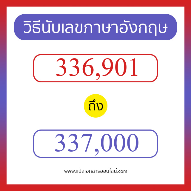 วิธีนับตัวเลขภาษาอังกฤษ 336901 ถึง 337000 เอาไว้คุยกับชาวต่างชาติ