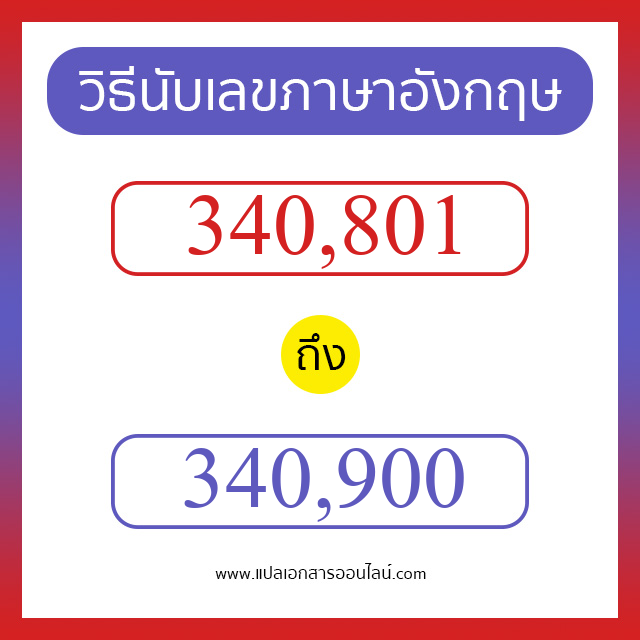 วิธีนับตัวเลขภาษาอังกฤษ 340801 ถึง 340900 เอาไว้คุยกับชาวต่างชาติ