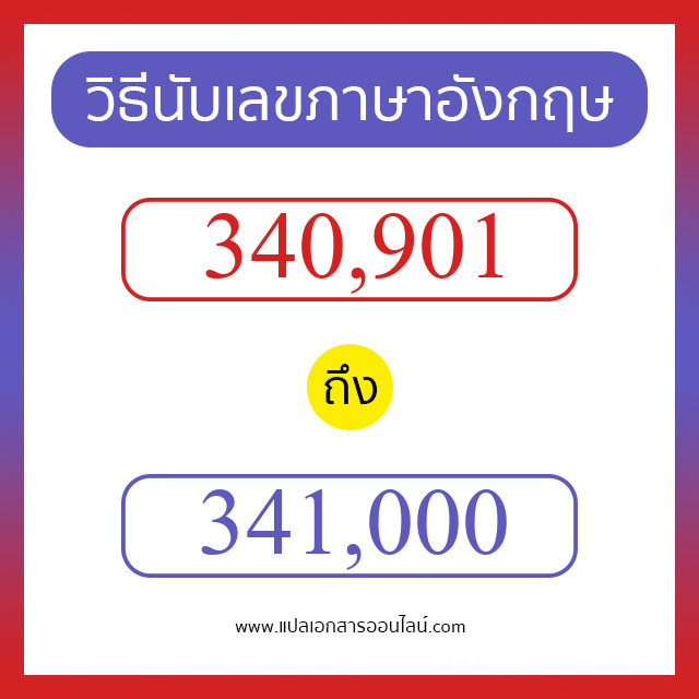 วิธีนับตัวเลขภาษาอังกฤษ 340901 ถึง 341000 เอาไว้คุยกับชาวต่างชาติ