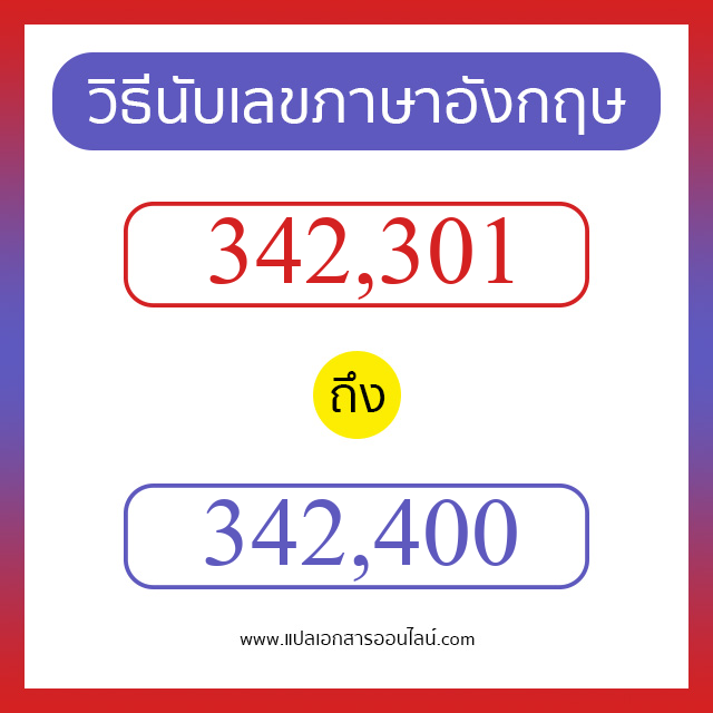 วิธีนับตัวเลขภาษาอังกฤษ 342301 ถึง 342400 เอาไว้คุยกับชาวต่างชาติ