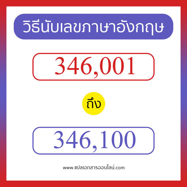 วิธีนับตัวเลขภาษาอังกฤษ 346001 ถึง 346100 เอาไว้คุยกับชาวต่างชาติ