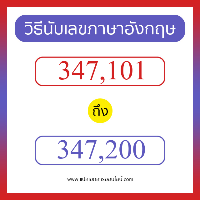 วิธีนับตัวเลขภาษาอังกฤษ 347101 ถึง 347200 เอาไว้คุยกับชาวต่างชาติ