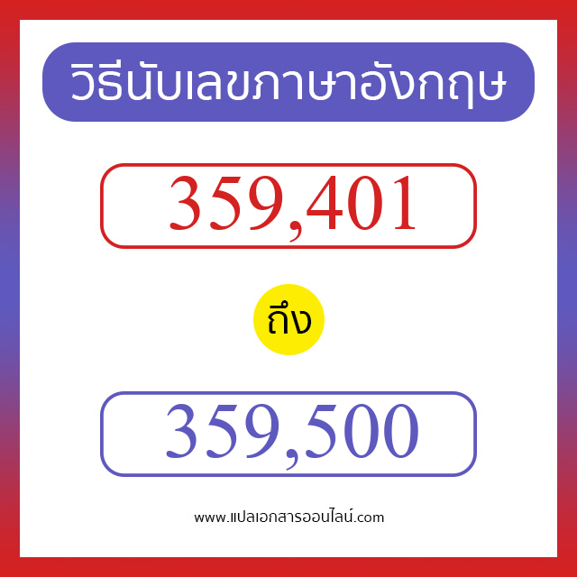 วิธีนับตัวเลขภาษาอังกฤษ 359401 ถึง 359500 เอาไว้คุยกับชาวต่างชาติ