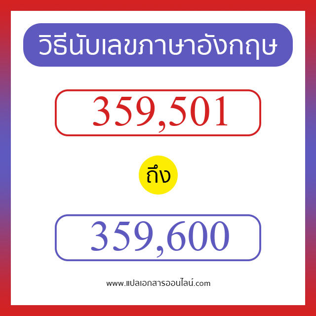 วิธีนับตัวเลขภาษาอังกฤษ 359501 ถึง 359600 เอาไว้คุยกับชาวต่างชาติ