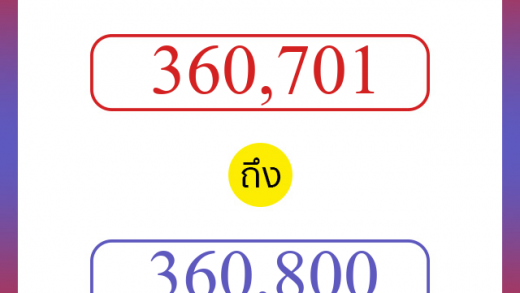 วิธีนับตัวเลขภาษาอังกฤษ 360701 ถึง 360800 เอาไว้คุยกับชาวต่างชาติ