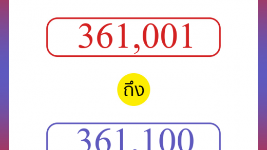 วิธีนับตัวเลขภาษาอังกฤษ 361001 ถึง 361100 เอาไว้คุยกับชาวต่างชาติ