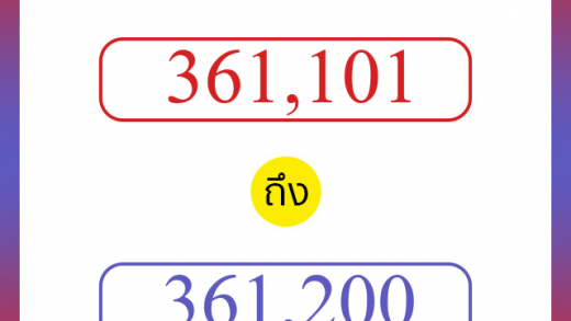 วิธีนับตัวเลขภาษาอังกฤษ 361101 ถึง 361200 เอาไว้คุยกับชาวต่างชาติ