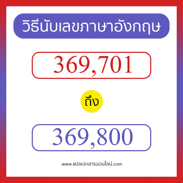 วิธีนับตัวเลขภาษาอังกฤษ 369701 ถึง 369800 เอาไว้คุยกับชาวต่างชาติ