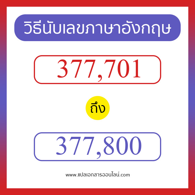 วิธีนับตัวเลขภาษาอังกฤษ 377701 ถึง 377800 เอาไว้คุยกับชาวต่างชาติ