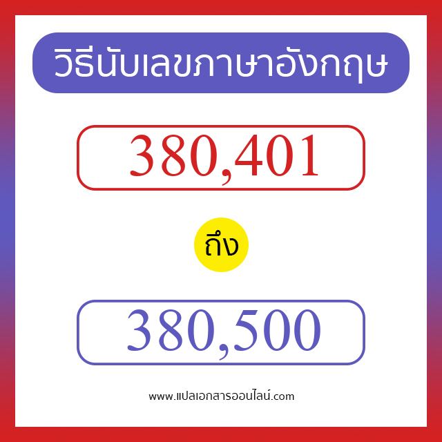 วิธีนับตัวเลขภาษาอังกฤษ 380401 ถึง 380500 เอาไว้คุยกับชาวต่างชาติ