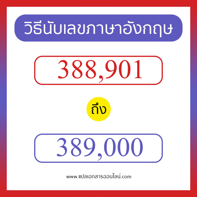 วิธีนับตัวเลขภาษาอังกฤษ 388901 ถึง 389000 เอาไว้คุยกับชาวต่างชาติ