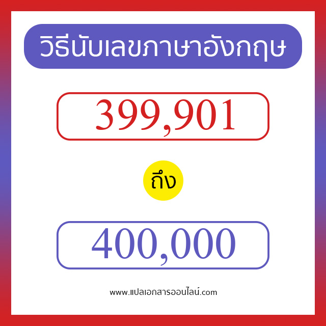 วิธีนับตัวเลขภาษาอังกฤษ 399901 ถึง 400000 เอาไว้คุยกับชาวต่างชาติ