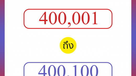 วิธีนับตัวเลขภาษาอังกฤษ 400001 ถึง 400100 เอาไว้คุยกับชาวต่างชาติ