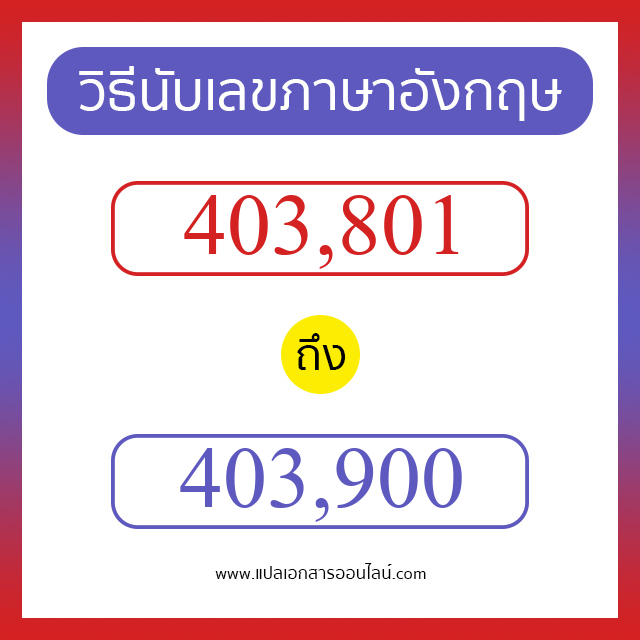 วิธีนับตัวเลขภาษาอังกฤษ 403801 ถึง 403900 เอาไว้คุยกับชาวต่างชาติ