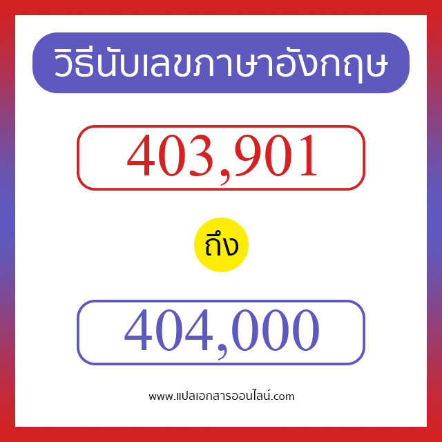 วิธีนับตัวเลขภาษาอังกฤษ 403901 ถึง 404000 เอาไว้คุยกับชาวต่างชาติ