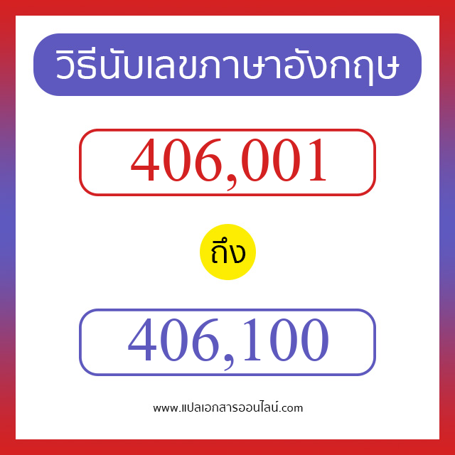 วิธีนับตัวเลขภาษาอังกฤษ 406001 ถึง 406100 เอาไว้คุยกับชาวต่างชาติ